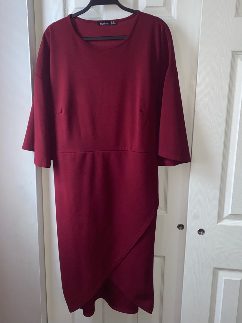 Boohoo Burgundy Midi Shift Dress